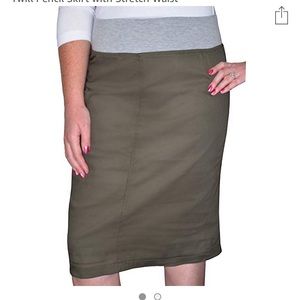 Kosher casual knee length olive skirt